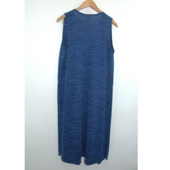 LuLaRoe Joy Feathered Blue Side Slit Sleeveless Duster Vest Size S - Picture 2 of 7